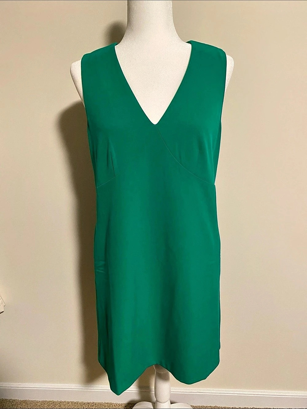 J.Crew Sleeveless V-Neck Shift Dress Green Mini Size 6